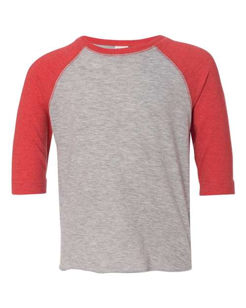 Toddler Gray/Heather Red Three Quarter Sleeve Baseball Tee