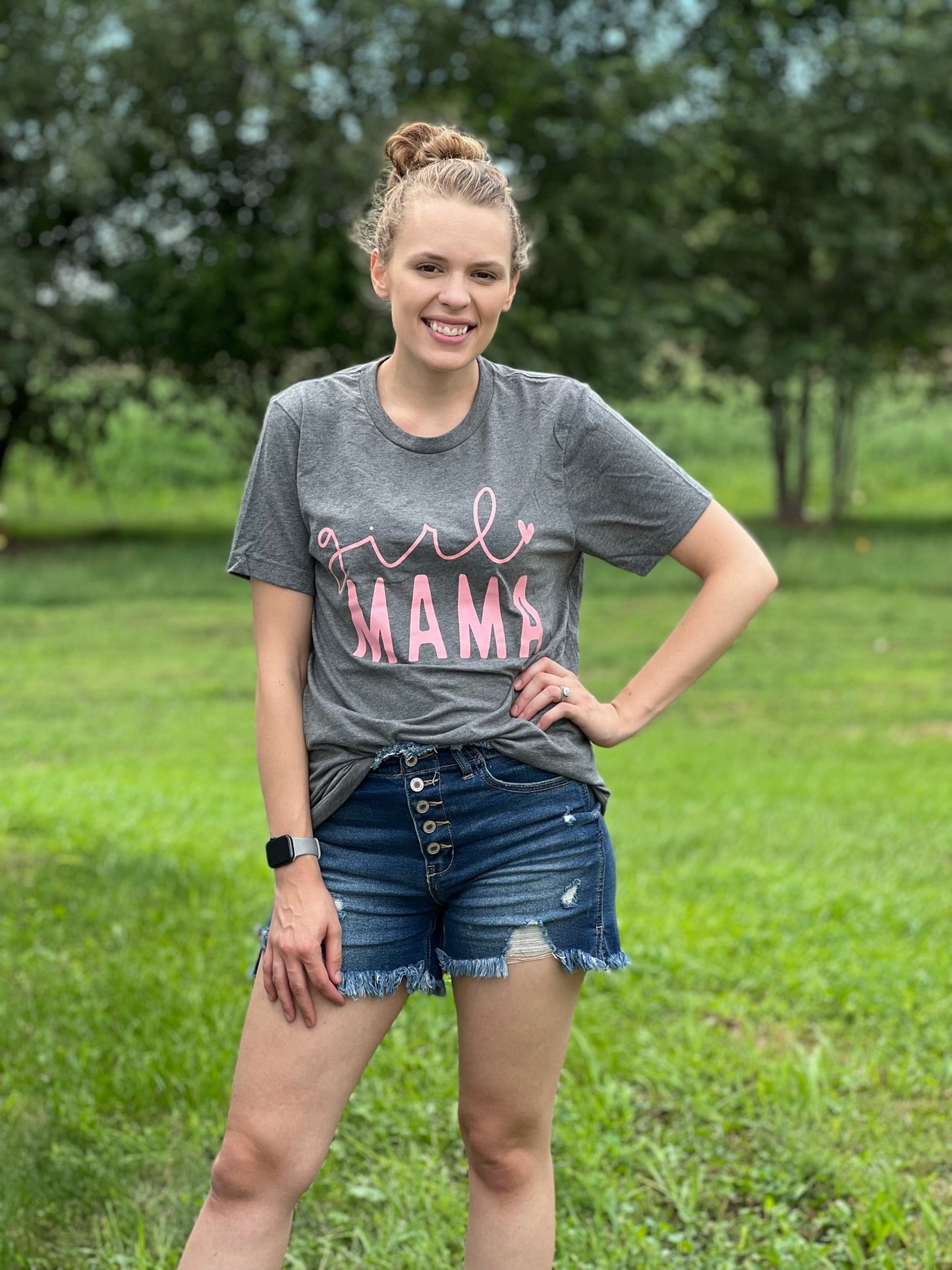 Girl Mama Heather Deep Gray Short Sleeve T-Shirt