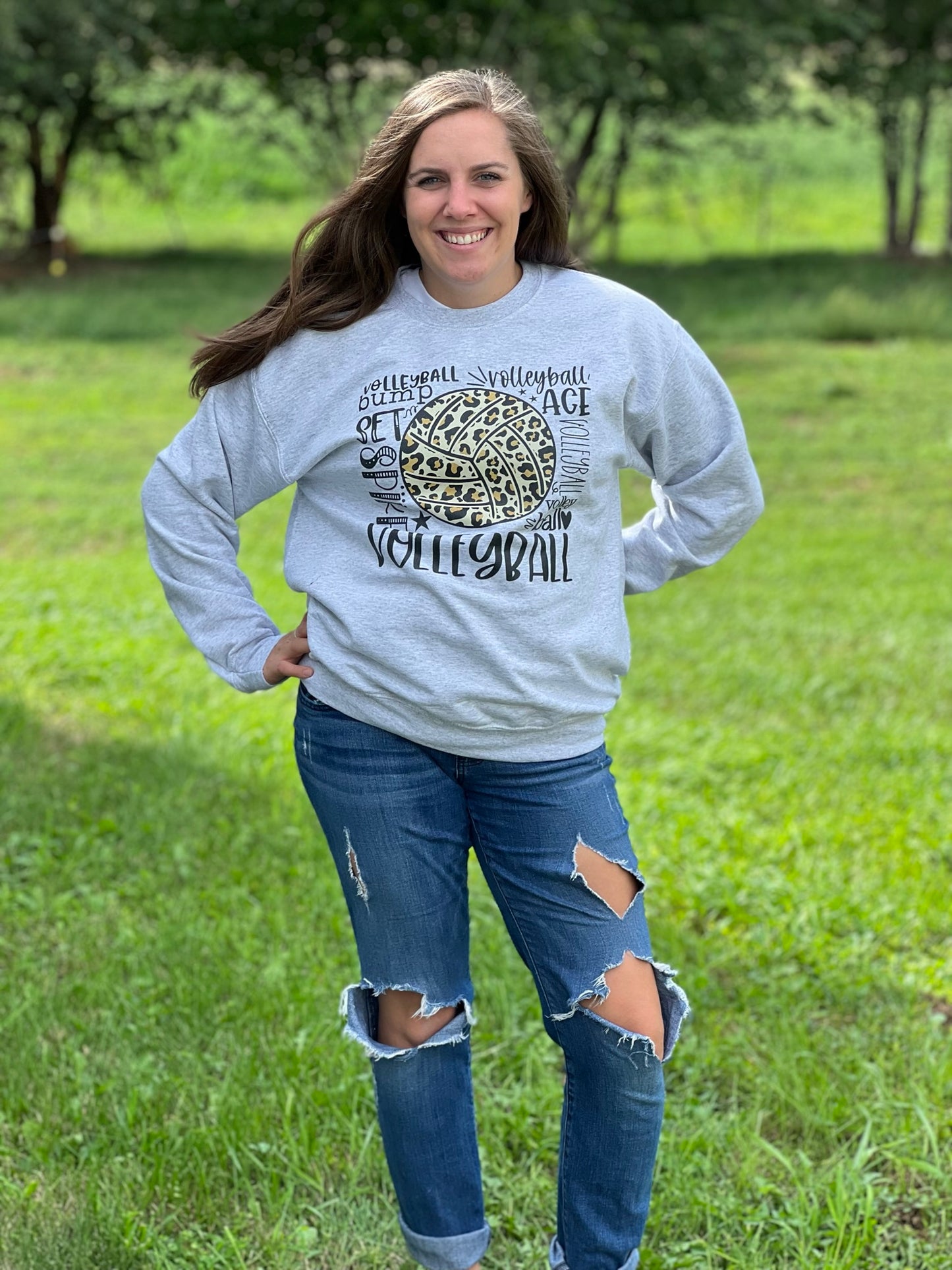 Cheetah Volleyball Gray Crewneck Adult & Youth