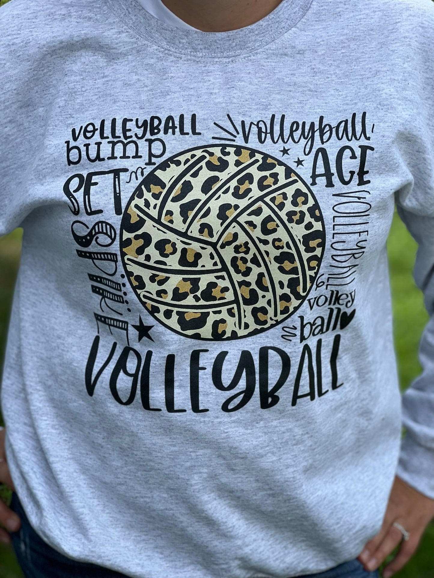 Cheetah Volleyball Gray Crewneck Adult & Youth