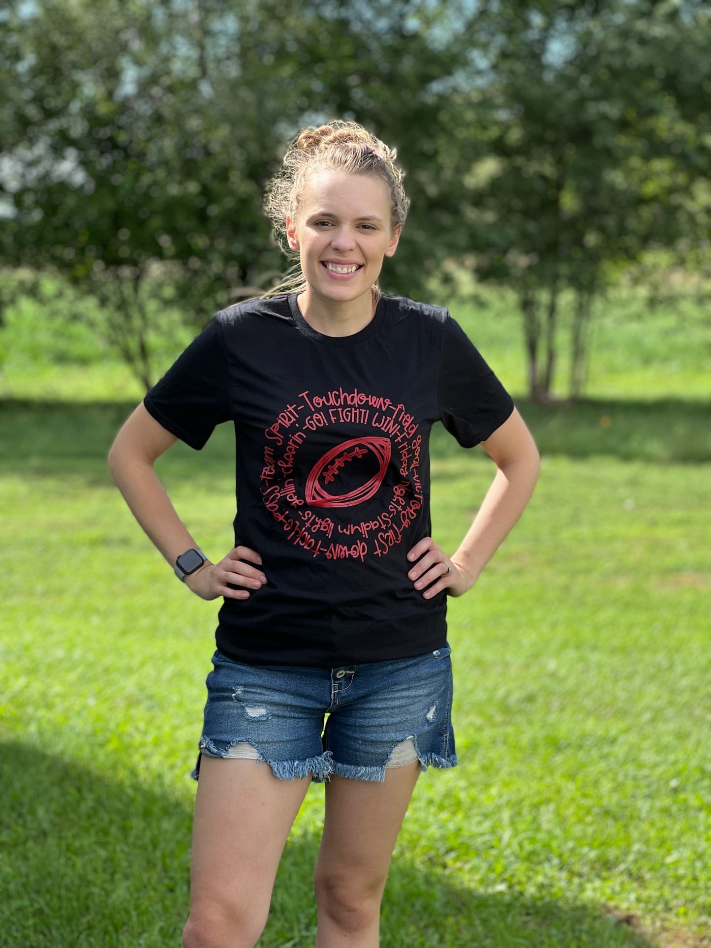 Football Typography Black Short Sleeve T-Shirt