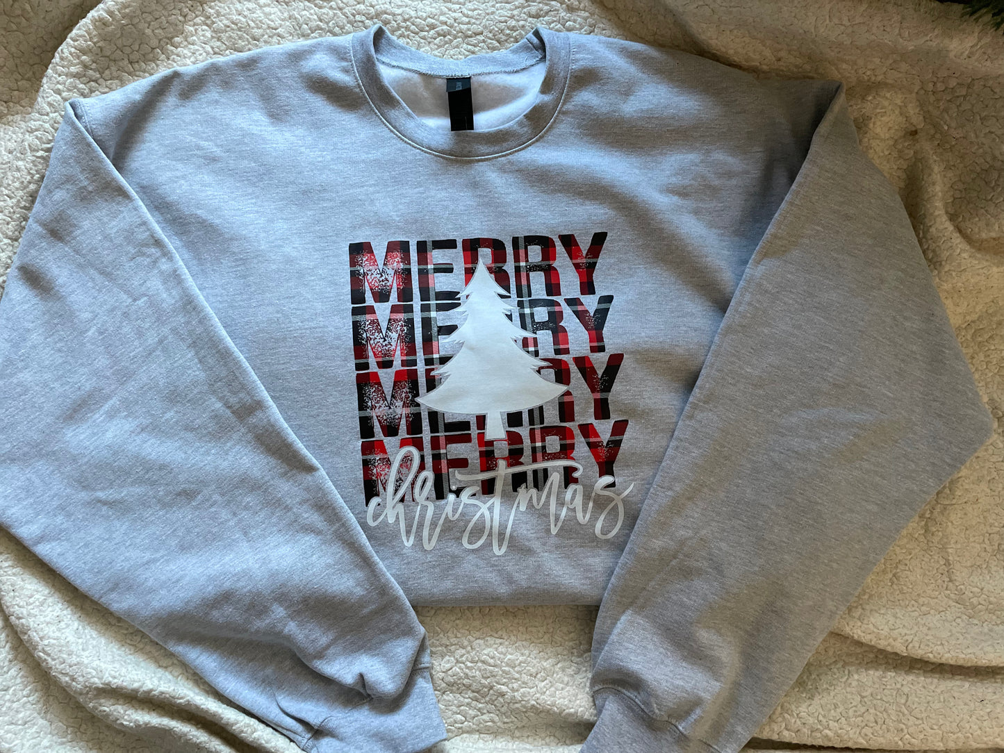 Flannel Merry Christmas Crewneck