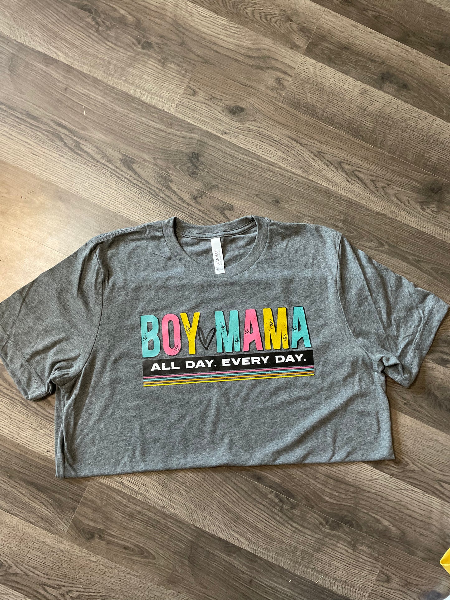 Boy Mama Heather Deep Gray Short Sleeve T-Shirt
