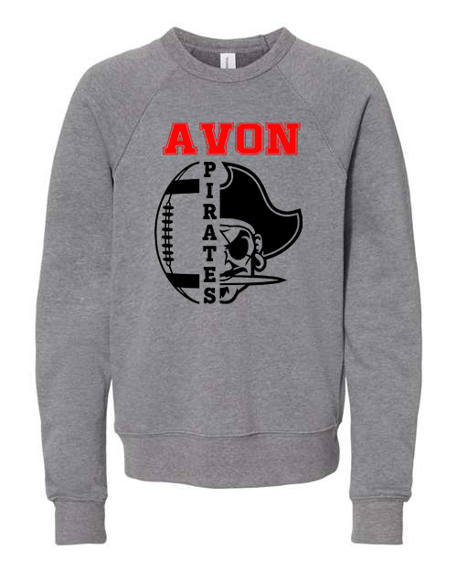 Avon Pirate Football Gray Youth Crewneck