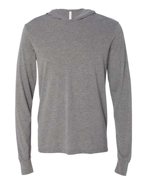 Adult Gray Unisex Hooded Long Sleeve T-Shirt