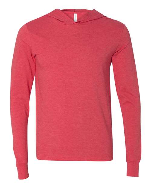 Adult Heather Red Unisex Hooded Long Sleeve T-Shirt